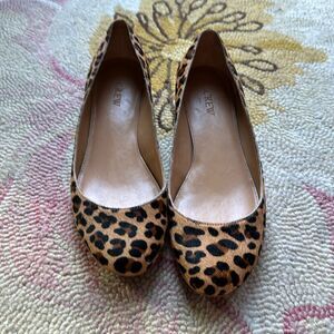 J. Crew animal print low heels genuine leather flat size 7